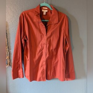 Chicos Long Sleeve Rust Blouse Sz 3